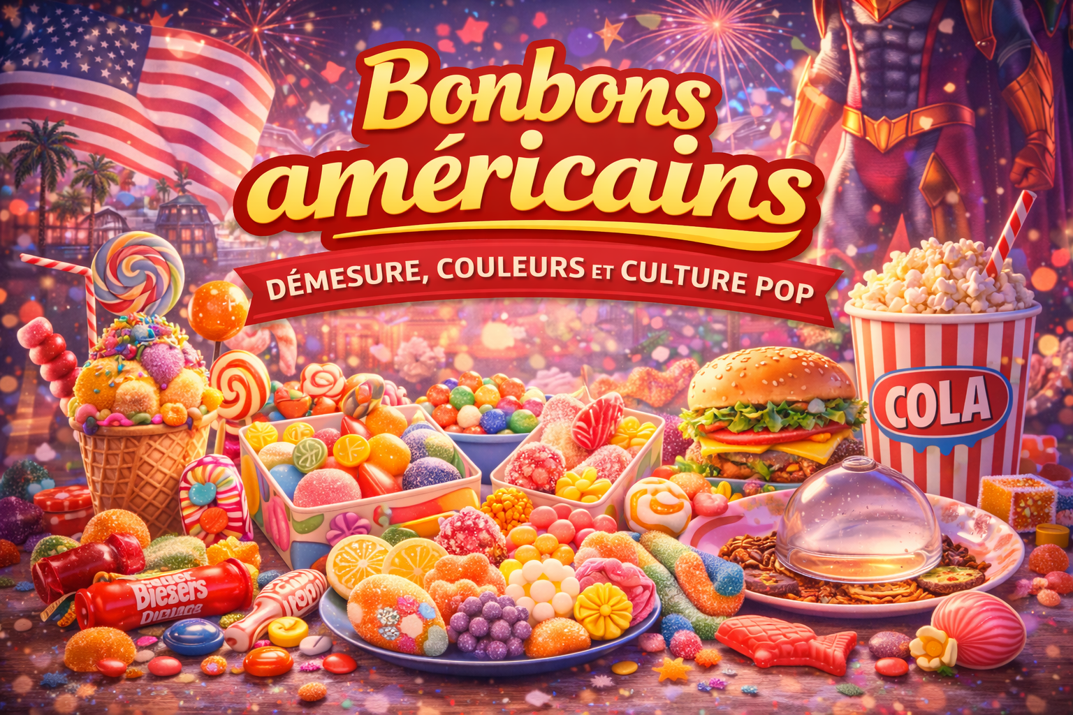 Bonbons américains démesure, couleurs et culture pop